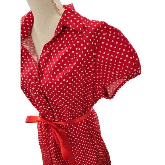 Tropical Wear Red Polka Dot Casual Short Sleeve Dress 3XL Retro Pinup - Picture 2 of 5